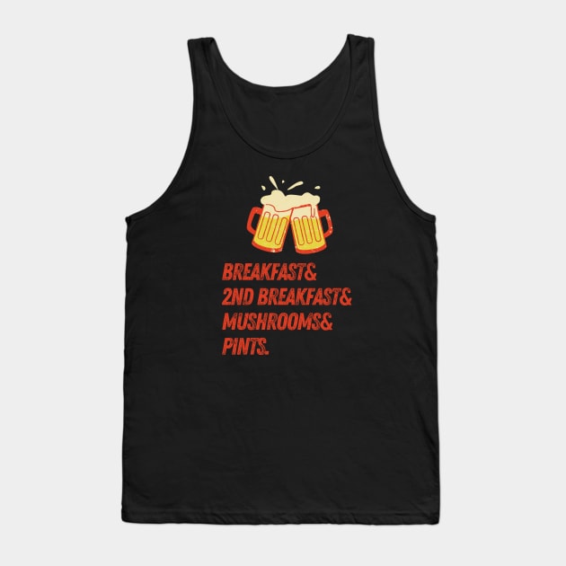 Breakfast & 2nd Breakfast & Mushrooms & Pints - Fantasy Funny Tank Top by Fenay-Designs